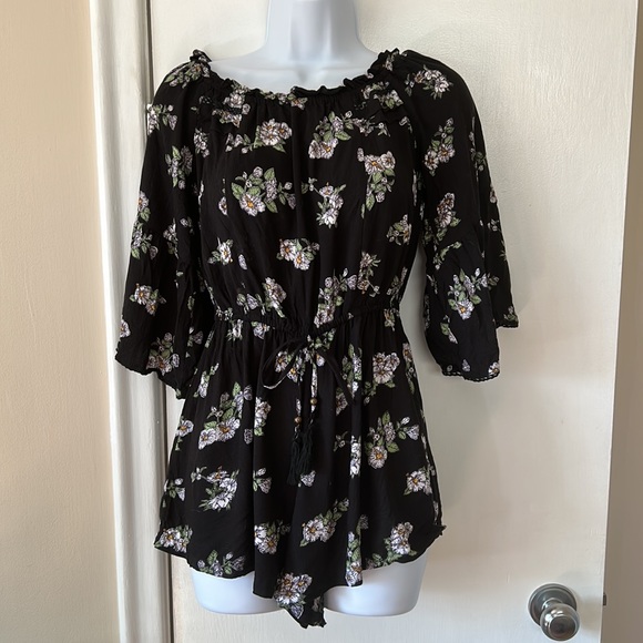Angie Floral Romper 100% Rayon - Picture 2 of 6